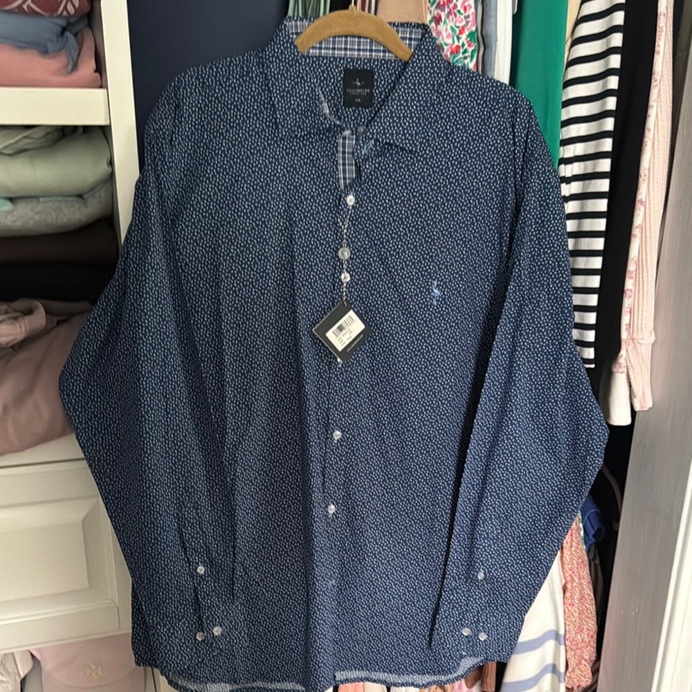 Tailorbyrd Navy Patterned Button Down Shirt